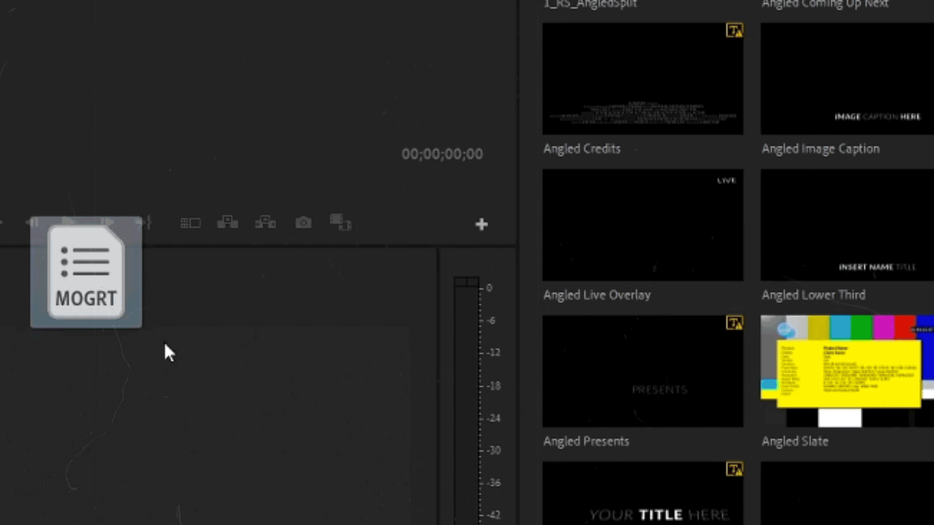 Animated gif of the settings for an Adobe Premiere Pro motion graphics template